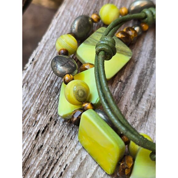 SILPADA Sterling Silver Green Mother of Pearl Multi Strand Toggle Bracelet B1132 - Picture 2 of 7